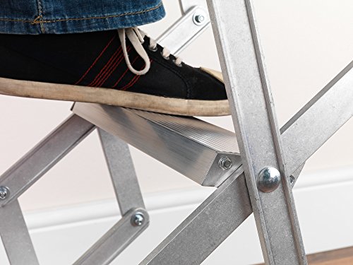 Alufix 10-tread Ziehharmonika Loft Leitern – Ideal für Tiny Dachboden Räume | einfach DIY Passform | Aluminium | Boden zu Decke 2,46 m-2.73 m (8.1ft-9.0ft)