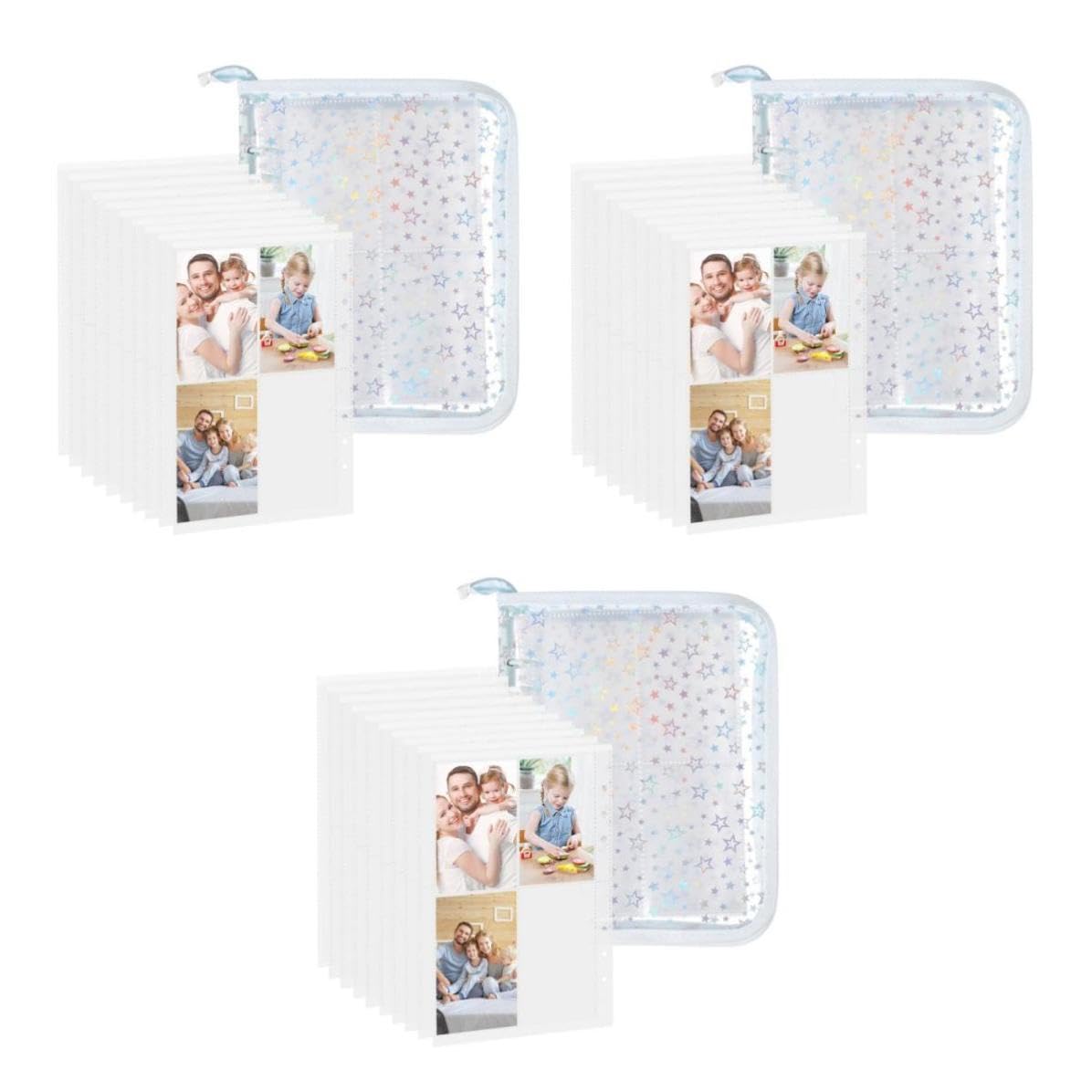 TOPBATHY 3 Piezas Álbum A5 con Cremallera de Pvc para Cartas y Recuerdos
