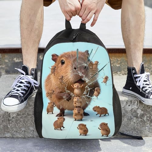 Image of Capybaras Gifts,Capybaras backpack Birthday for women,16.5in Cute College backpack bookbag men durable funny backpacks for Work Camping Travel (Capybaras)