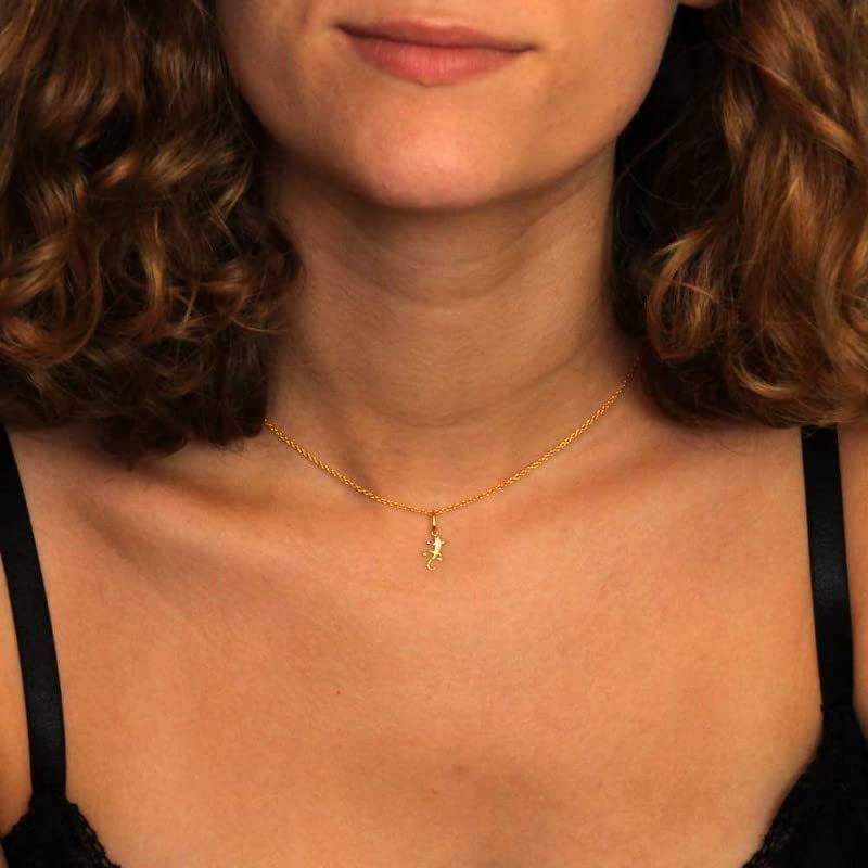 Collier salamandre or jaune et chaine dorée, le cadeau idéal