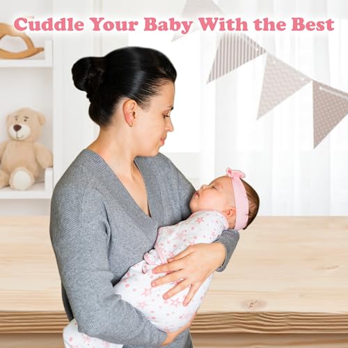 Image of Baby Swaddle Blankets for Newborn Boy and Girl, Small /Medium 0-3 Months Old, 3 Set of Adjustable Infant Wrap, Grey & White