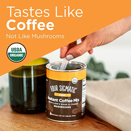 Organic Mushroom Coffee By Four Sigmatic | Arabica Instant Coffee With Lion's Mane, Chaga And Rhodiola | Mushroom Coffee Instant Mix For Better Focus And Immune Support | 30 Serving Canister #TOP2