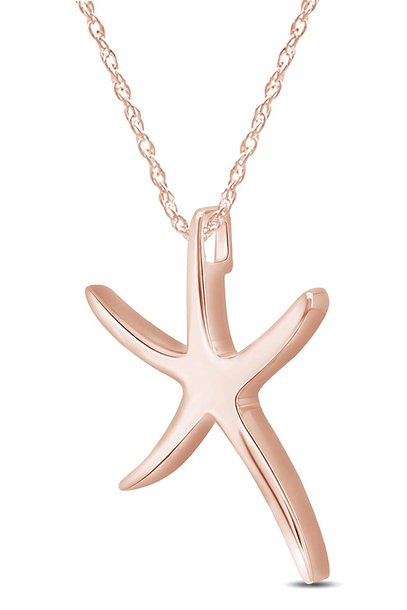 AFFY Collar con colgante de estrella de mar en oro de 14 K sobre plata de ley