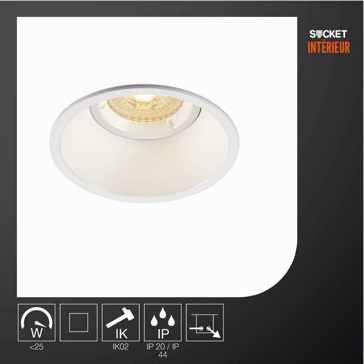 SLV encastrable en corne de O; 1 x GU10; 230 V; clip plumes Blanc 113161