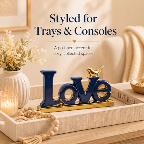 Figura decorativa Love azul y dorado para hogar miniatura 3