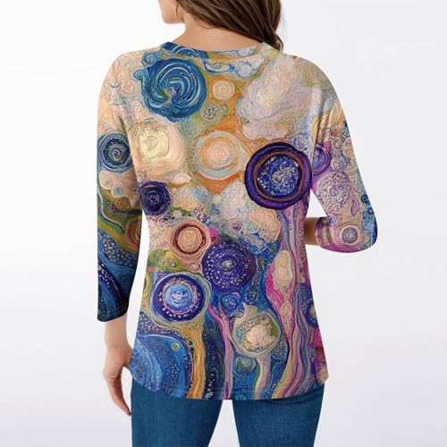 HTHLVMD Womens 3/4 Length Sleeve Tunic Tops Summer Fall Outfits 2025 Three Quarter Sleeve Casual V Neck T Shirts for Women
