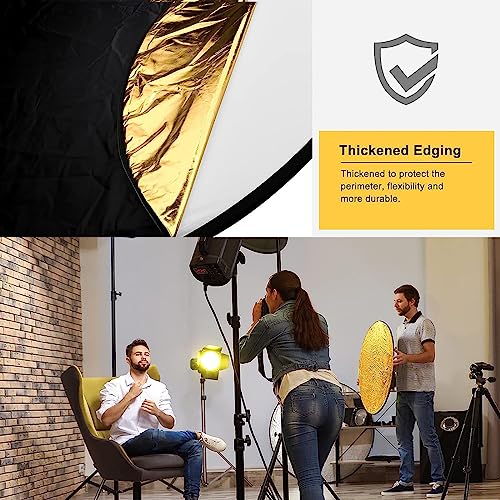 SJBAUTYO Reflector de luz 5 en 1, Reflector Redondo, fotografía portátil, Plegable para Reflector de cámara, difusor de luz para fotografía, Estudio fotográfico, iluminación e iluminación Exterior - imagen 4
