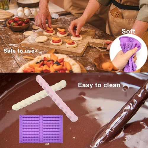 Fleymu Silikon Backmatte Riegel, Knabberstangen, Silikon-Keksform Backmatte, Kekse Sticks Hundeleckerli Formen, Kaustangen als Hundekeks, Backform Müsli Riegel, Snack für Mensch und Tier(Lila)