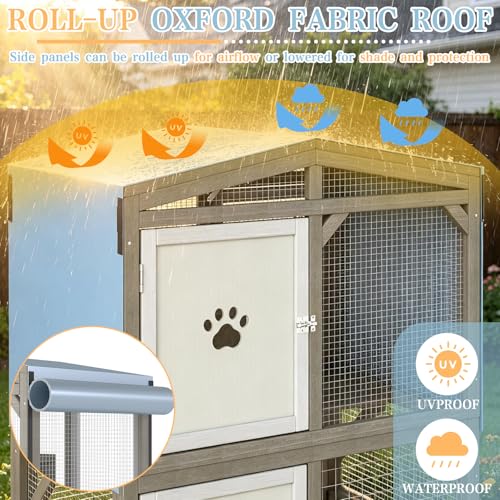 Image of Ketive 66 inch H Large Wooden Catio Outdoor Cat Enclosure with Wheels
