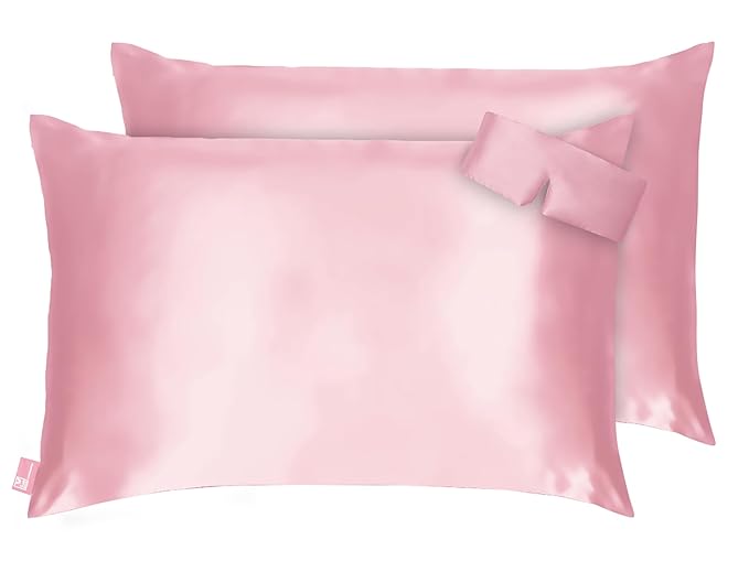 THE WOOD WHITE Mulberry Silk Pillow Cover Set of 2 with Sleeping Eye Mask. 17