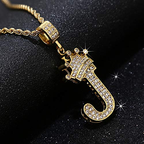 A-Z Letters Necklace Crown Necklace for Men Women 18K Gold Plated Letters Pendants with 23'' Chain Hip Hop Alphabet Name Jewelry Mom Gifts2