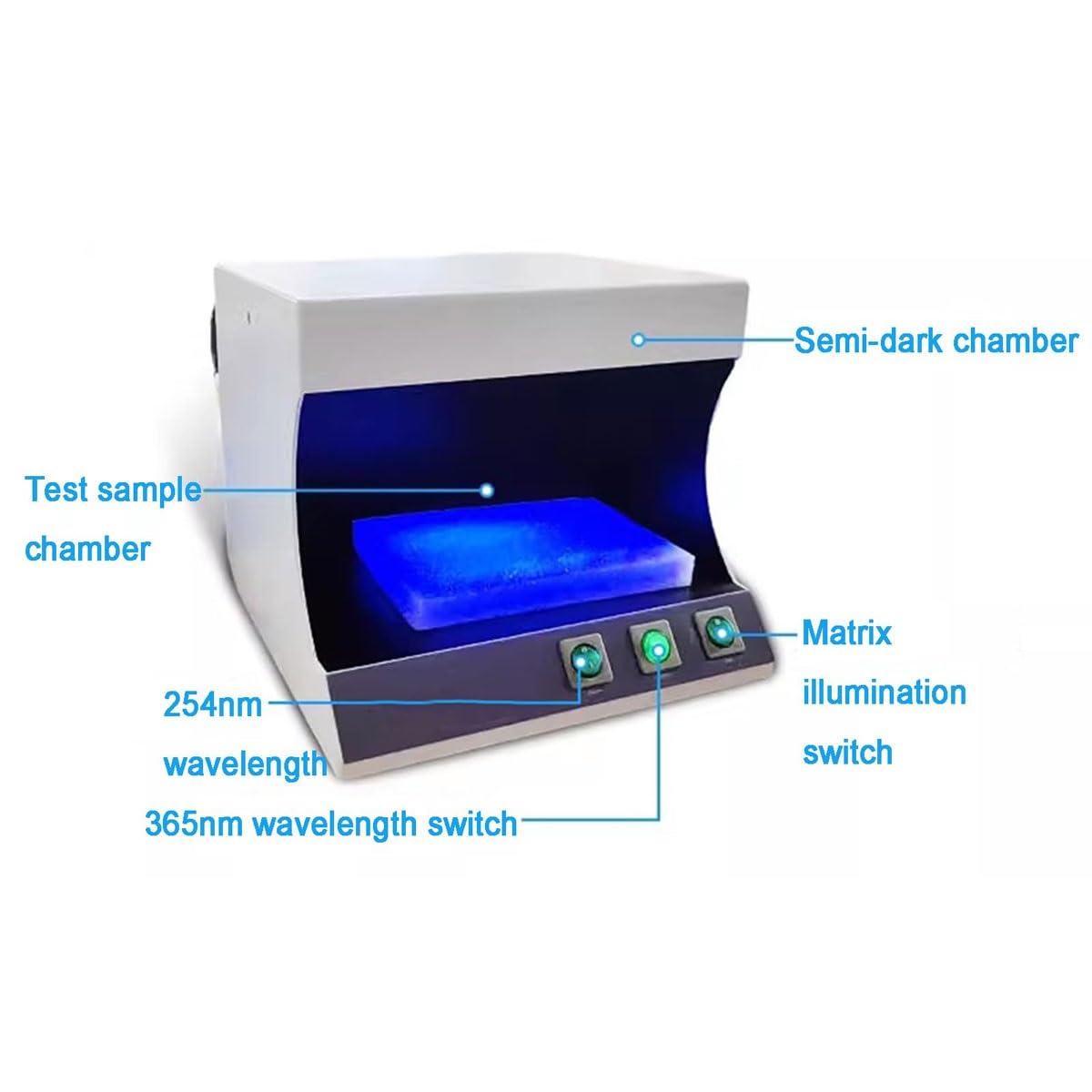 Dispositivo di prova di laboratorio dell'analizzatore ultravioletto UV, rivelatore di fluorescenza per analisi del prodotto, lunghezza d'onda 254nm/365nm, ideale per ricerca scientifica e valutazioni