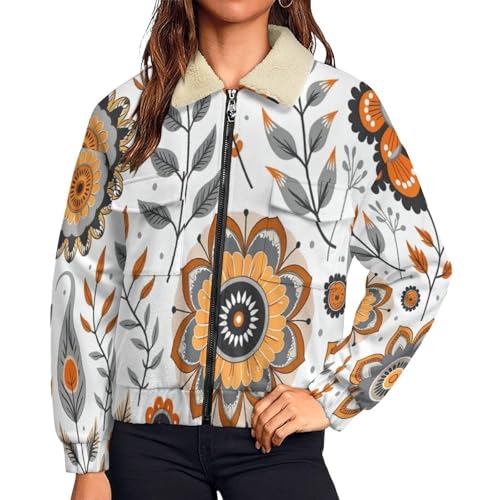 Manteau en peluche femme hiver veste polaire extérieure chaude vêtement d'extérieur imprimé vigne