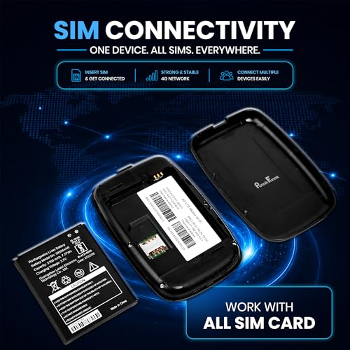 Image of PunnkFunnk 4G LTE Portable WiFi Hotspot Device, 2100Mah Rechargeable Battery, SIM Card Supported 150Mbps Wireless Hotspot, High-Speed Device, Multi-Device Connectivity (Black)