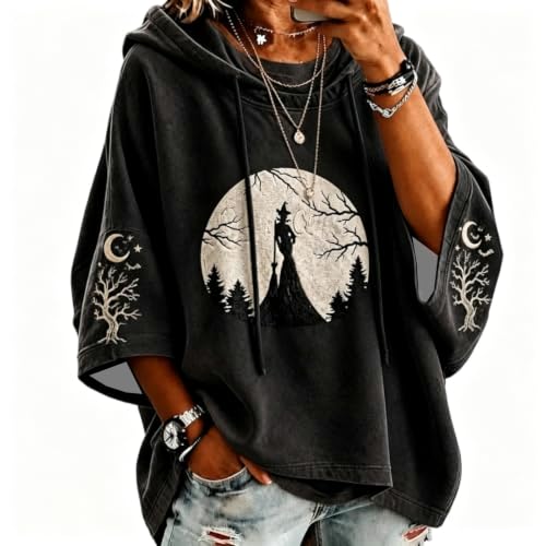 GAHIEDIM Halloween Costumes For Women Halloween Hoodies For Women Funny Graphic Horror Sweatshirt Oversized Black Large - image 4