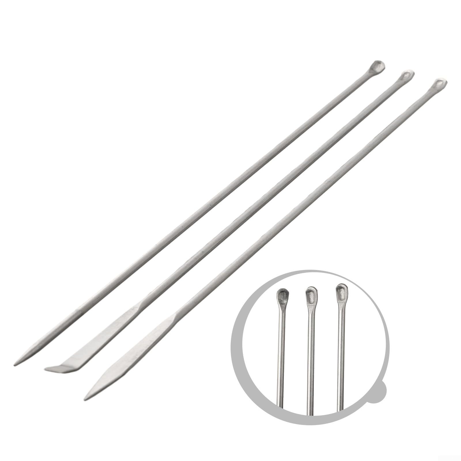 Lot de 3 cuillères et spatules sophistiquées en acier inoxydable pour la manipulation des poudres de laboratoire