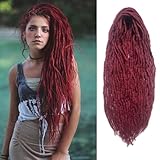 22 Inch Wool Double Ended Dreadlock Extensions,15 Strands DE Ends Mixed Brown Synthetic DE Dreads Thin Soft Fake Dreads Hippie Style Dreadlock for Women