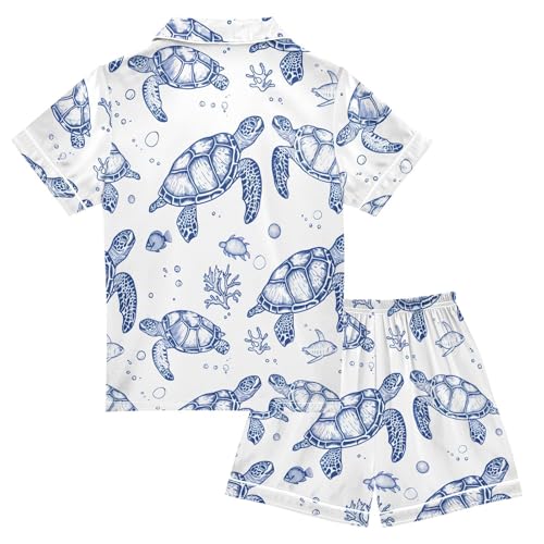 Watercolor Sea Turtle Pajamas Set Summer Button Down Sleepwear Pjs Sets Comfy Loungewear2