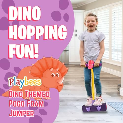 image for Playbees Triceratops Foam Pogo Stick Coolest Toy Jumper for Kids 3, 4,