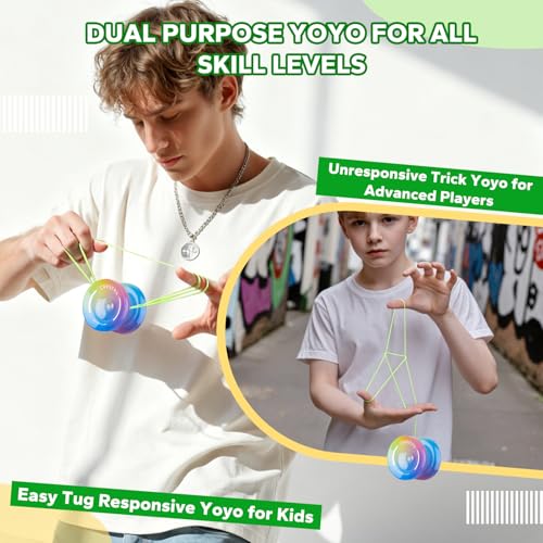 Image of MAGICYOYO Responsive Yoyo for Kids 8-12 & Beginners, Professional Yoyo K2 Crystal, Dual Purpose Yo Yos for Adults with Extra Unresponsive Yo Yo Bearing, 12 Yo-Yo Strings, Glove ( Yellow Pink Blue )