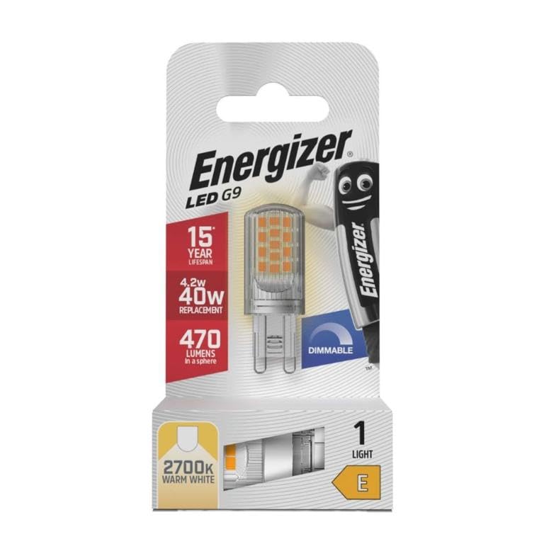 Energizer S29828 LED G9 470lm 4.2W 2,700K (Warm White) Dimmable - Box of 1