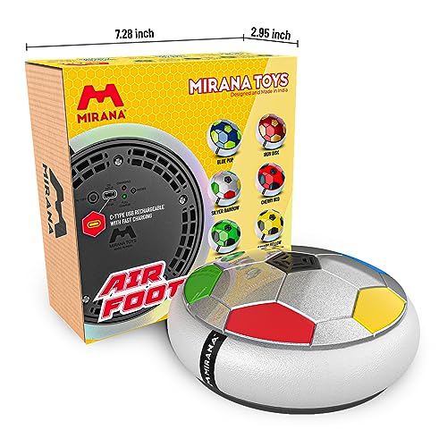 Mirana C-Type USB Rechargeable Battery Powered Hover Football Indoor Floating Hoverball Soccer | Air Football Smart | Made in India Fun Toy Best Gift for Kids Boys & Girls 2-10 Years (Silver Rainbow) 6 517NGiuw85L