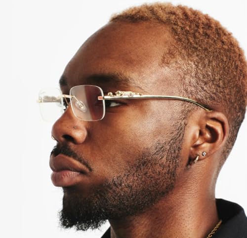 Image of JUDOO Rimless Rectangle Sunglasses for Men Women Fashion Hip hop Frameless Designer Shades Y2K Square Clear Glasses