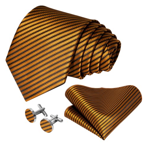 Image of 5PCS Mens Premium Silk Tie, Pocket Square, Cufflinks, Drilled Tie Ring and Lapel Pin Set for Wedding Groom Party