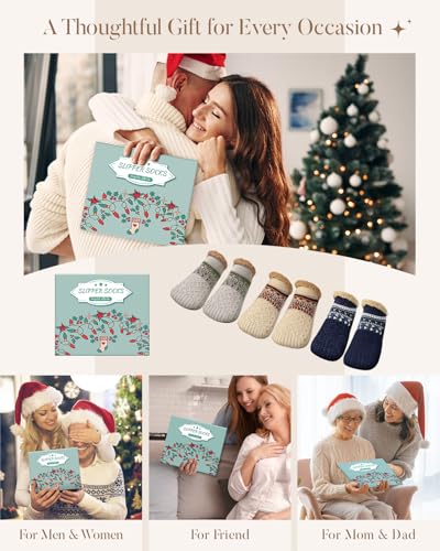 Fuzzy Slipper Socks with Grippers: Cozy Gift for Men & Boys, Soft Thermal Fireside Slippers, Stocking Stuffers3