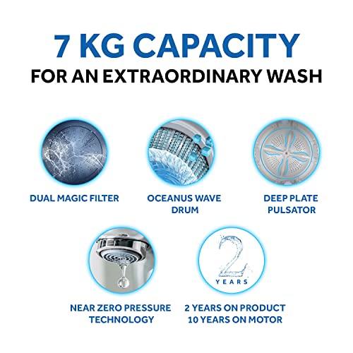Image of Haier HWM70-826NZP 7 Kg Fully-Automatic Top Loading Washing Machine with Softfall Technology, Dual Magic Filter (Moonlight Grey, Quick Wash)