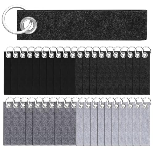 Nuenen 40 Stück Filz Schlüsselanhänger Schlüsselring mit Filzanhänger 13 x 3 cm Filz Schlüsselbänder für Basteln DIY Auto Schlüssel Geschenk Schule Wohnung Büro(Verschieden)