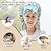 Kids Long Hair Bonnet for Sleeping - Double Layer Girls Elastic Satin Bonnet with Tie Band for Braid Curly Hair (Blue Flower+Beige)