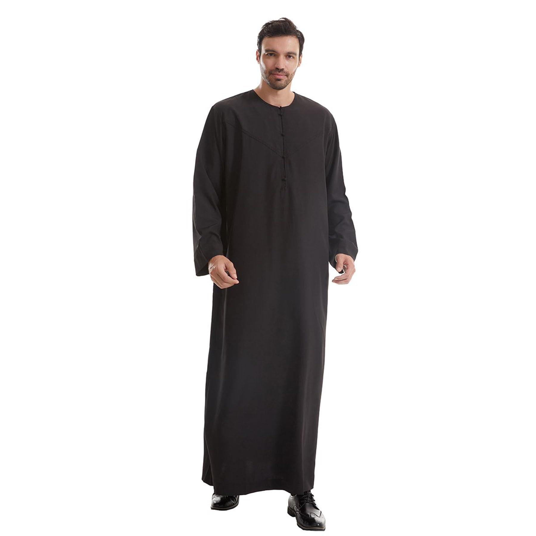 Men's Muslim Clothes Durable Kaftan Robe Dubai Long Gown Ethnic Clothes,1pc Soft Robe