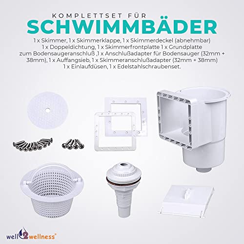 well2wellness Pool Skimmer Set S1 - Oberflächenskimmer Set für Schwimmbäder komplett inkl. Einlaufdüse – Bild 3