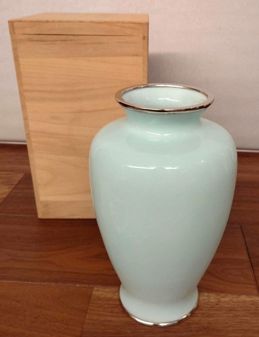 七宝焼　安藤七宝店　百合文　花瓶　唐木台付　C　6287 七宝焼 安藤七宝店 百合文 花瓶 唐木台付 C 6287 七宝焼 安藤七宝店