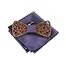 Amzchoice Classic Handmade Mens Wood Bow Tie with Matching Pocket Square Sets (2)