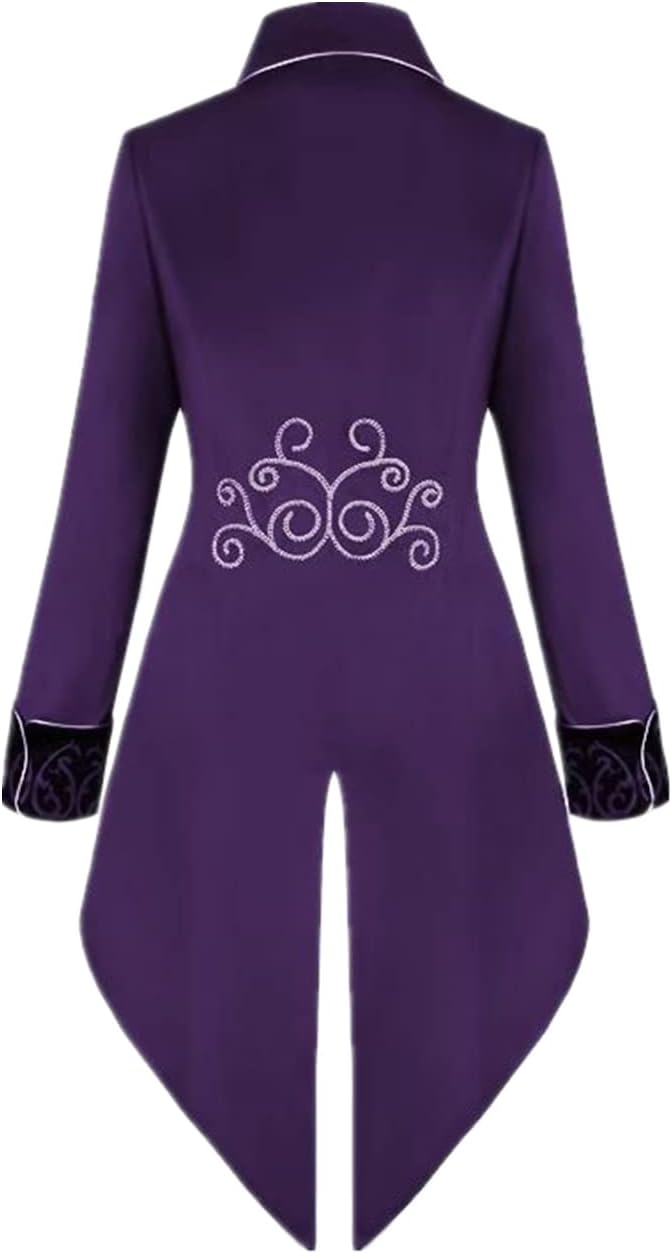 Crubelon Men's Steampunk Vintage Tailcoat Jacket Gothic Victorian Frock Coat Uniform Halloween Costume - Image 2