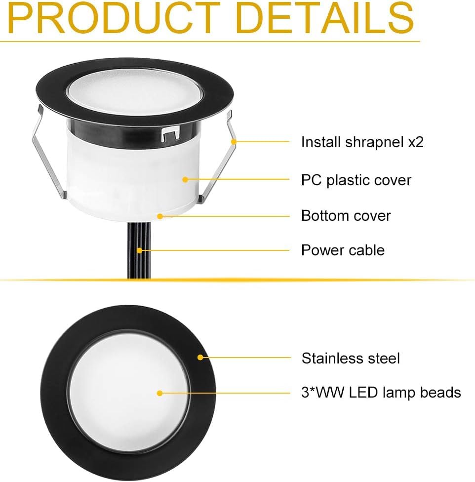 INDARUN WiFi Lampe au Sol Spot Encastrable RGBW étanche IP67 45mm - éclairage pour terrasse, patio, chemin, mur, jardin, décoration, intérieur et extérieur (6 pièces