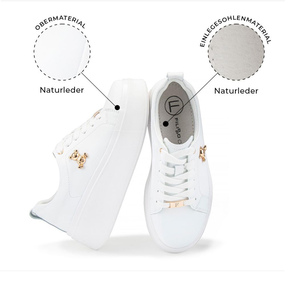 FILIPPO Plateau Sneaker Damen Leder - Schuhe Damen - Halbschuhe | Bequem, Echtleder, Dämpfung, für den Alltag
