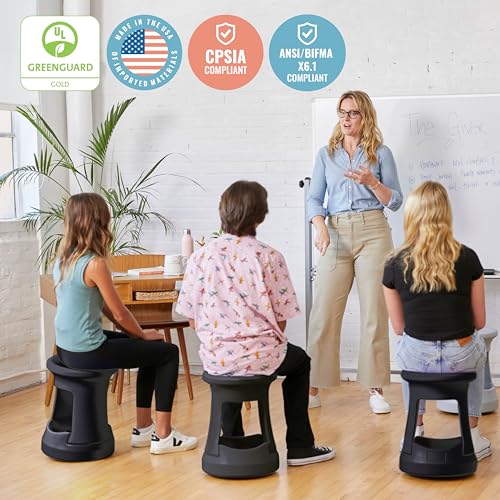 Image of ECR4Kids Active Storage Wobble Stool, 18in Seat Height, Childrens Furniture, Black