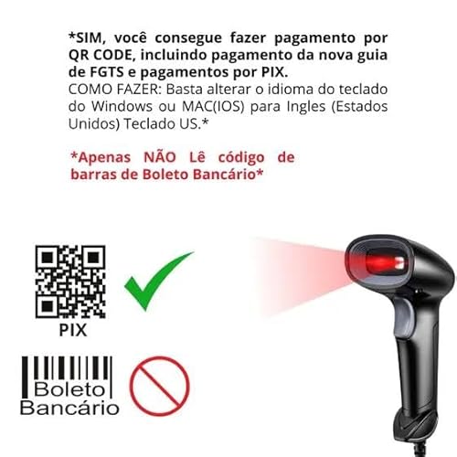 NOVAVIDA, Leitor De Código De Barras Com Fio 1d, 2d Portátil Usb
