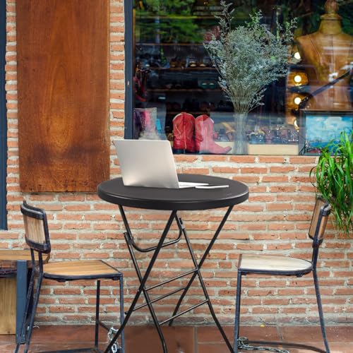 Byliable BYFCTBK32IN2PC-USFBA 32In Cocktail Table High Top Folding Table, Portable Bar Height Folding Table Round With Removable Legs thumb #1