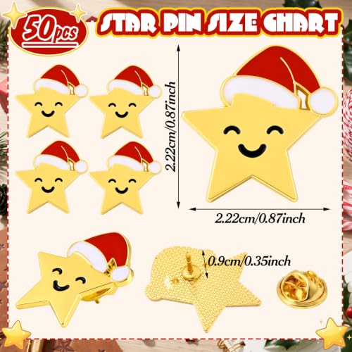 Image of Lyrow 25 /50 /100 /150 /300 Pcs Gold Star Pins Bulk golden Metal Y2k Motivational Pins for Patriotic Veterans Day Bckpack Brooch Lapel