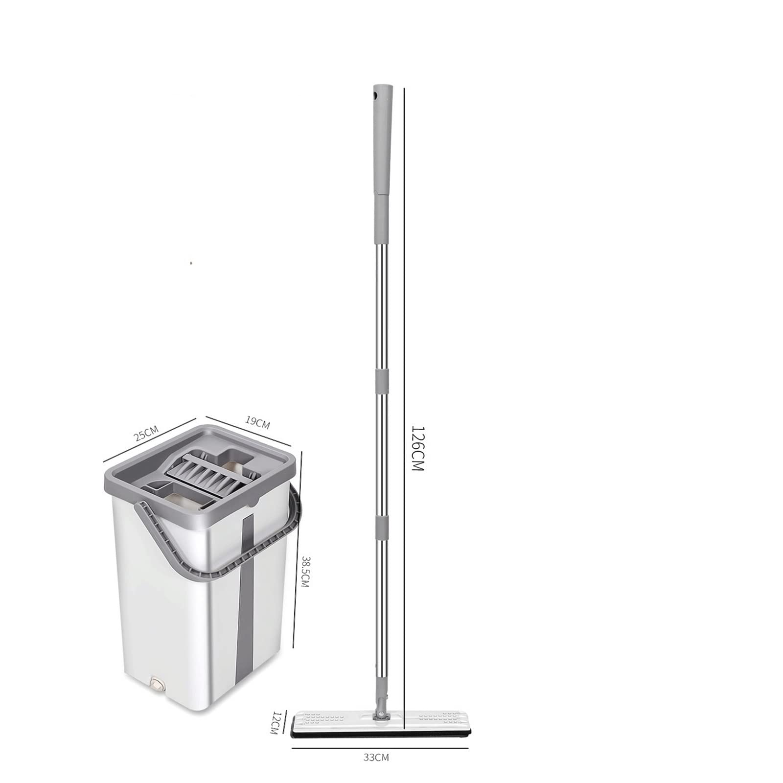 Fregona Limpieza de oficinas en el hogar con manos libres con trapeador plano y cubeta establecido for separar las almohadillas de microfibra de agua sucia y limpia. Mopa Fregona ( Color : Bianco )