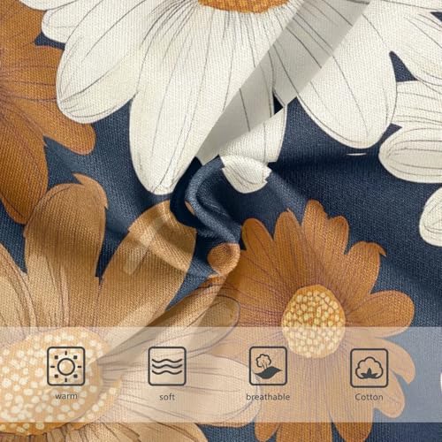 Toddler Girl Panties, Vintage Daisy Flower Dark Blue Cotton Girls Underwear, 2T–8 Years3