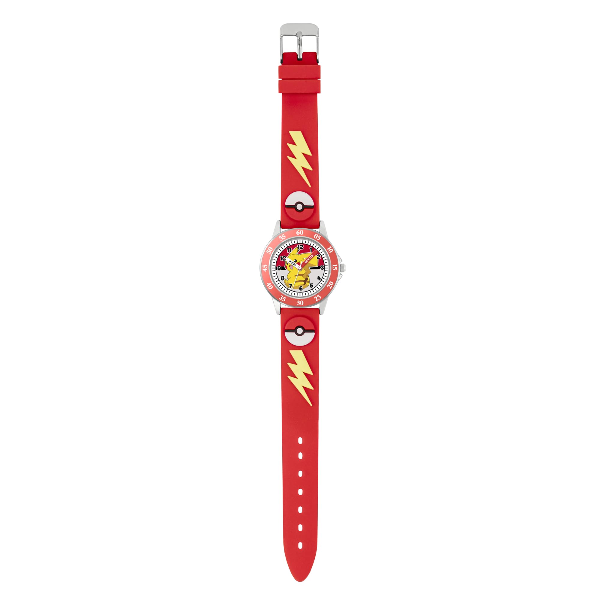 Peers Hardy Pokemon Kids Time Teacher - Pulsera de Silicona 3D en Rojo para Aprender a Decir Hora POK9074