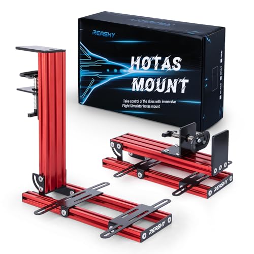 Image of Hotas Mount, Joystick Mount, Aluminum Flight Stick Desk Mount for Logitech X56, X52, X52 Pro, Thrustmaster T.1600M, TCA, T.Flight Hotas One, 4, X, Airbus, VKB Gladiator Nxt (Red)