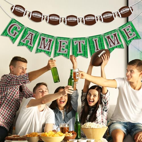 Image of OHOME Football Party Decorations - Football Banner for Super Games Bowl - Hanging Party Favors Supplies for Indoor Home | Football Accessories Decor Backdrop for Birthday Party