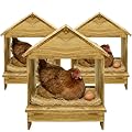 TRINFREE Gold Standard Chicken Nesting Box for Laying Eggs, 3 Pack Wooden Nesting Box for Chickens, Farm House Series Laying Boxes for Hens, Ducks and Birds