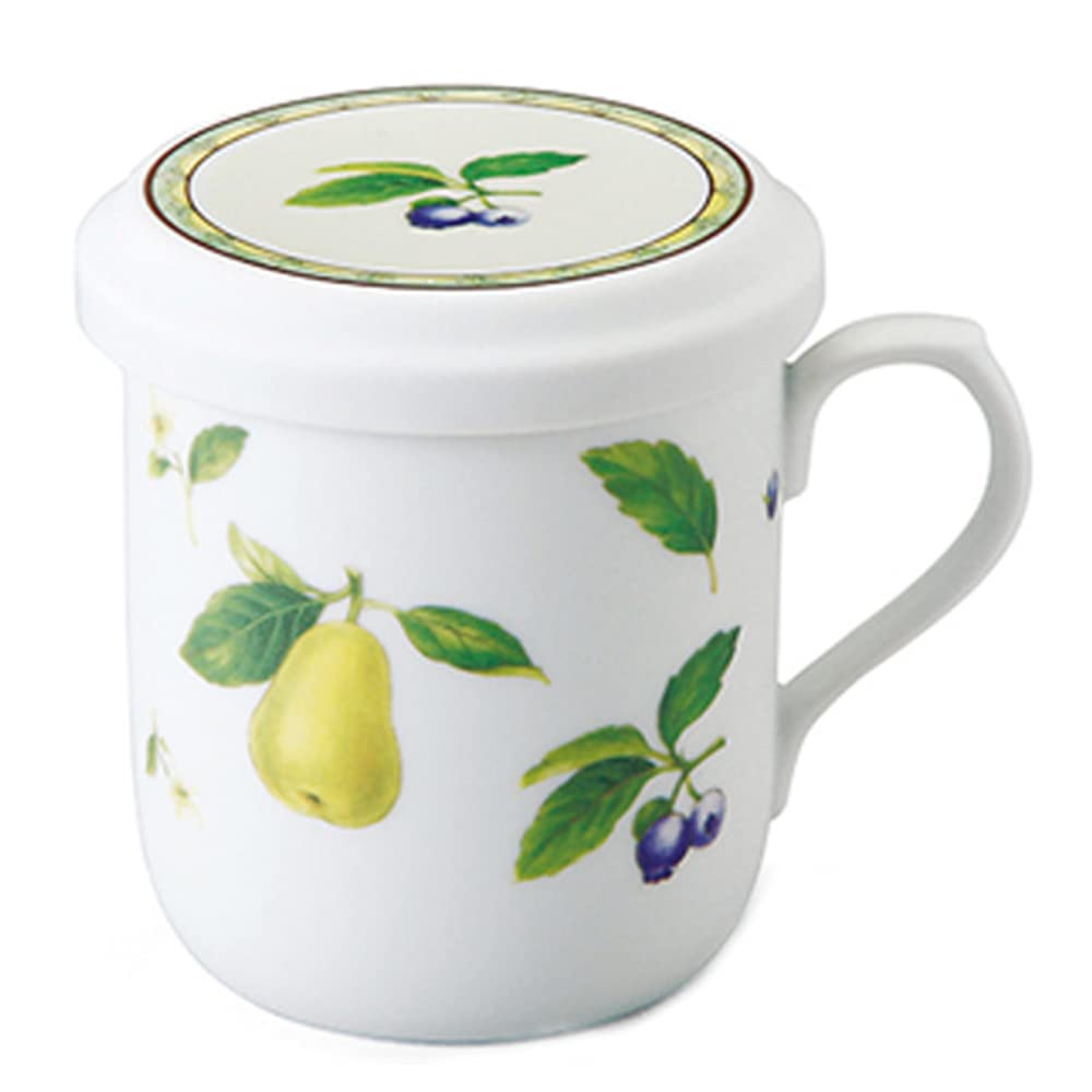 Pear Fruit Porcelain Mug with Lid & Strainer